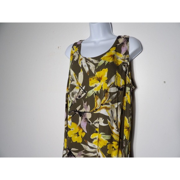 Evri Large Floral Yellow Dress Long Maxi High Low Sleeveless Flowy Boho Casual - Picture 3 of 11